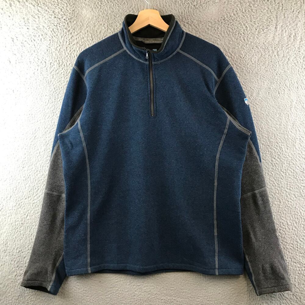 Kuhl Mens Sweater Blue L Kashmira Zip Up Pullover Fleece Comfort